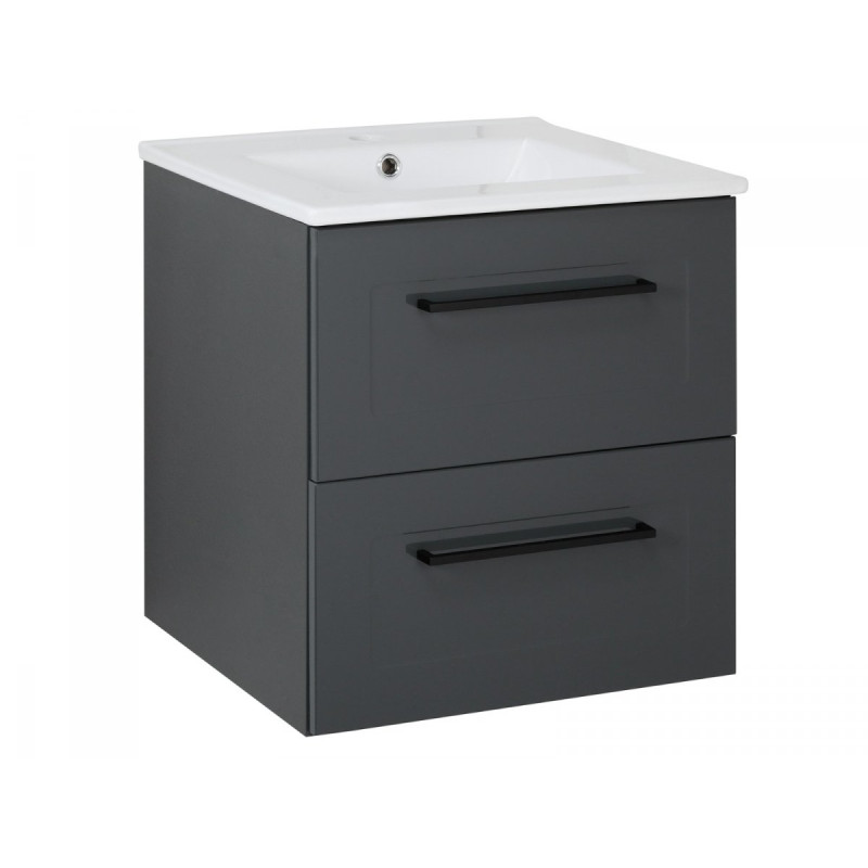 Elegancki Zestaw STELLA: Szafka, Umywalka i Lustro 50 cm, Antracytowy Design