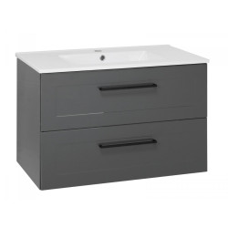 Elegancka Szafka Łazienkowa STELLA 80 cm z Lustrem w Antracytowym Wykończeniu