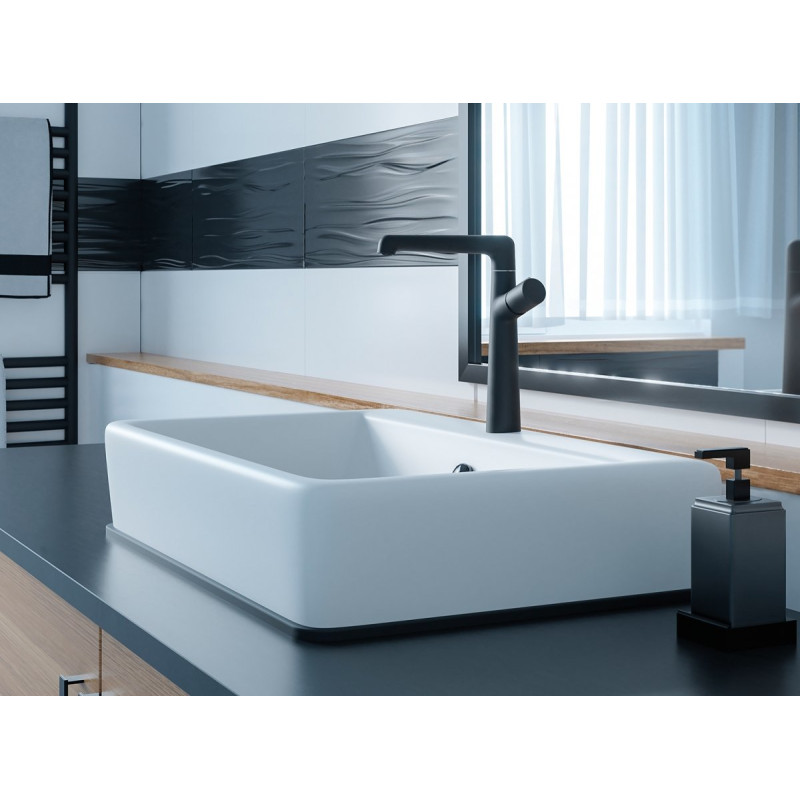 Czarna bateria umywalkowa Pretto z ruchomą wylewką i klik-klak - styl i funkcjonalność!