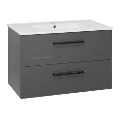 Stylowy Zestaw Mebli Łazienkowych STELLA ANTRACYT 80 - Szafka, Umywalka, Lustro, Słupek!