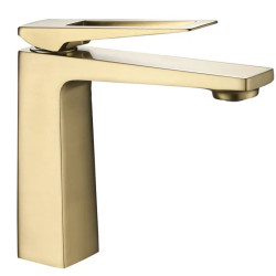 Złota Elegancja: Bateria Umywalkowa Parker Niska Szczotkowane Wykończenie