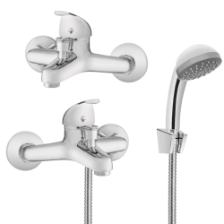 Elegancka Bateria Wannowa Invena PEREA z Chromowanym Zestawem Natryskowym