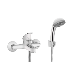 Elegancka Bateria Wannowa Invena PEREA z Chromowanym Zestawem Natryskowym