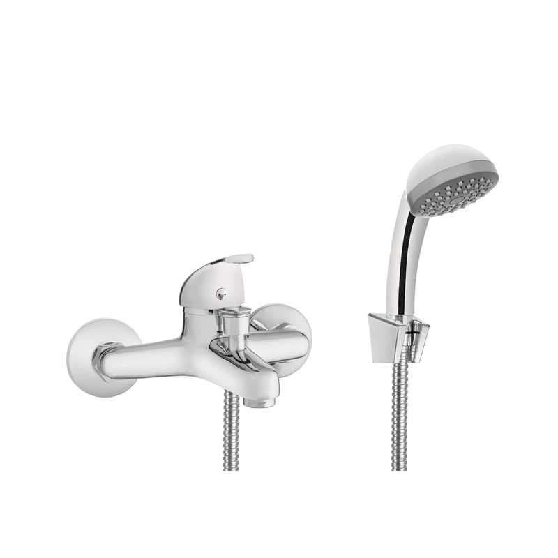 Elegancka Bateria Wannowa Invena PEREA z Chromowanym Zestawem Natryskowym