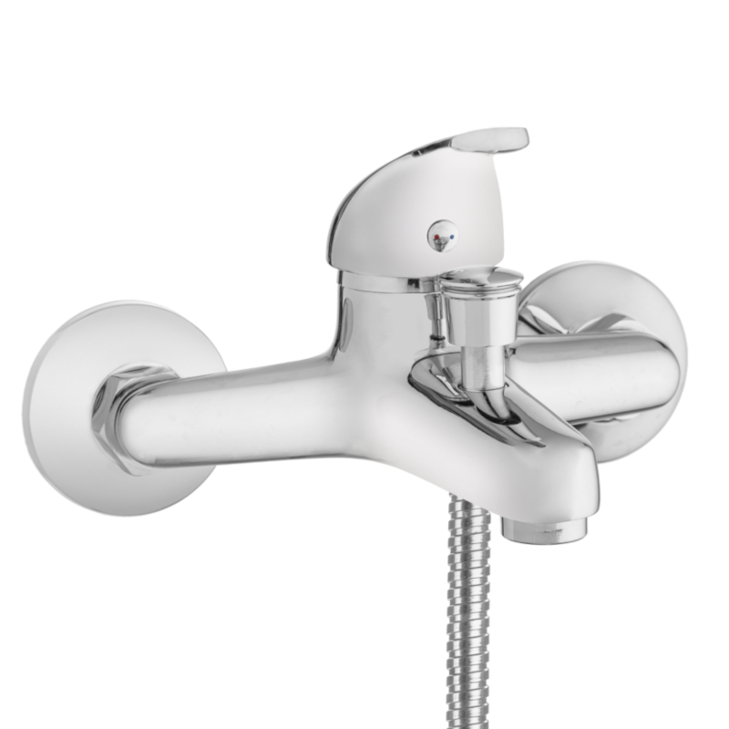 Elegancka Bateria Wannowa Invena PEREA z Chromowanym Zestawem Natryskowym