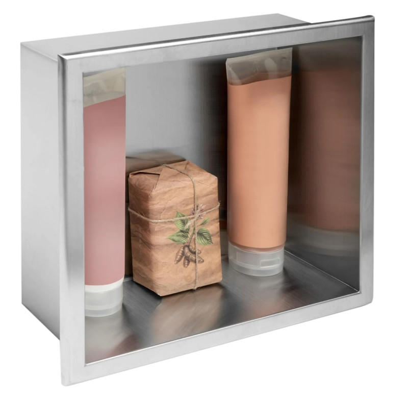 Stylowa Półka Wnękowa ze Stali Szczotkowanej 30x30x10 - Model REA-05600