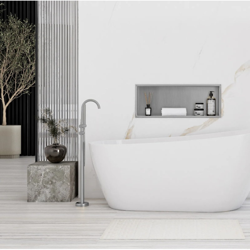 Stylowa Półka Wnękowa 03 ze Stali Szczotkowanej 30x60x10 - Perfekcyjny dodatek do Twojego wnętrza