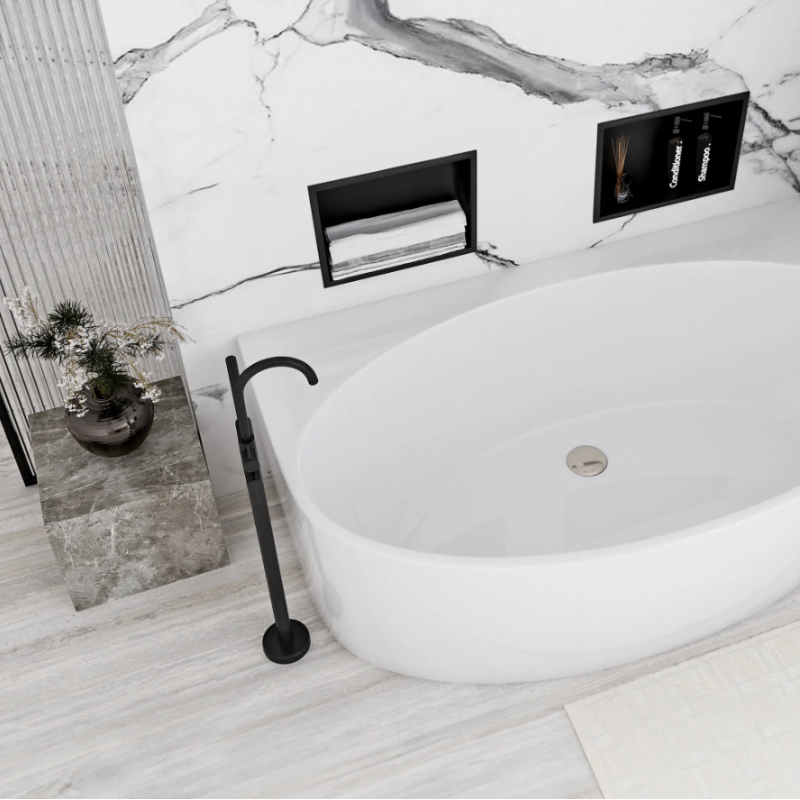 Elegancka Czarna Półka Wnękowa 30x30x10 - Wyjątkowy Design!