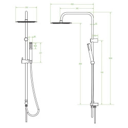 Nowoczesna kolumna natryskowa PRETTO Grafit z deszczownicą Ø250, systemem antykamień i regulacją.