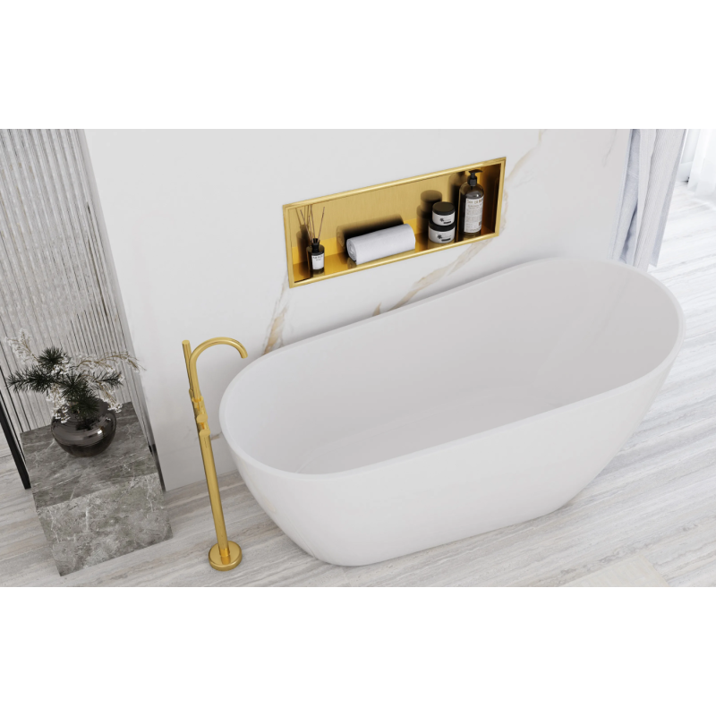 Elegancka Półka Wnękowa 30x60x10 - Złoty Szczotkowany Błysk!