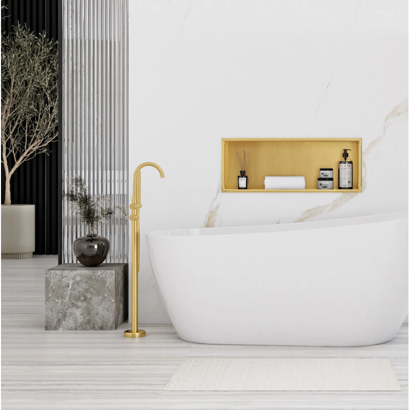 Elegancka Półka Wnękowa 30x60x10 - Złoty Szczotkowany Błysk!