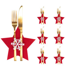 Eleganckie Pokrowce na Sztućce STAR RED - Zestaw 6 sztuk dla Twojego Stołu!