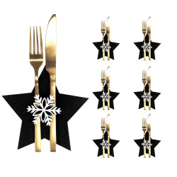 Zestaw Eleganckich Pokrowców na Sztućce Star Black - Styl i Ochrona w Jednym!