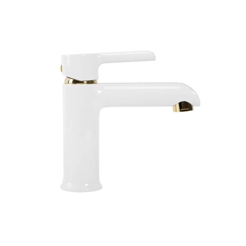 Elegancka Bateria Umywalkowa Melia Biała i Złota - Styl i Klasa dla Twojej Łazienki