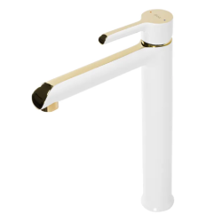 Elegancka Wysoka Bateria Umywalkowa Melia - Biała/Złota Design