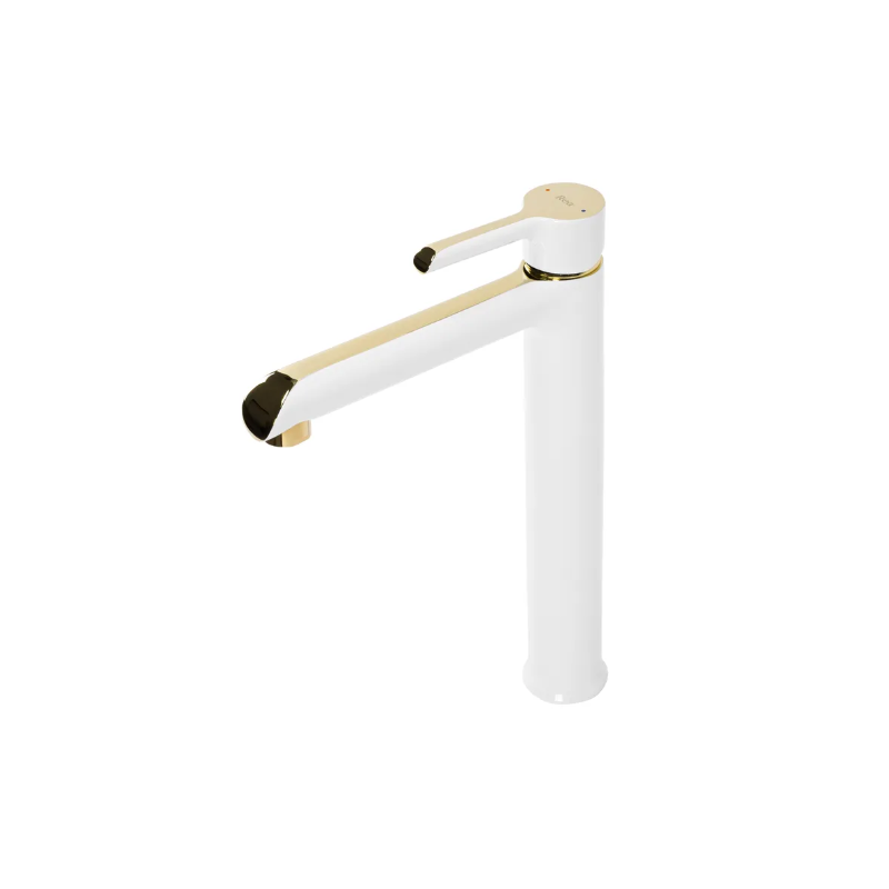 Elegancka Wysoka Bateria Umywalkowa Melia - Biała/Złota Design