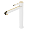 Elegancka Wysoka Bateria Umywalkowa Melia - Biała/Złota Design