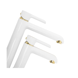 Elegancka Wysoka Bateria Umywalkowa Melia - Biała/Złota Design