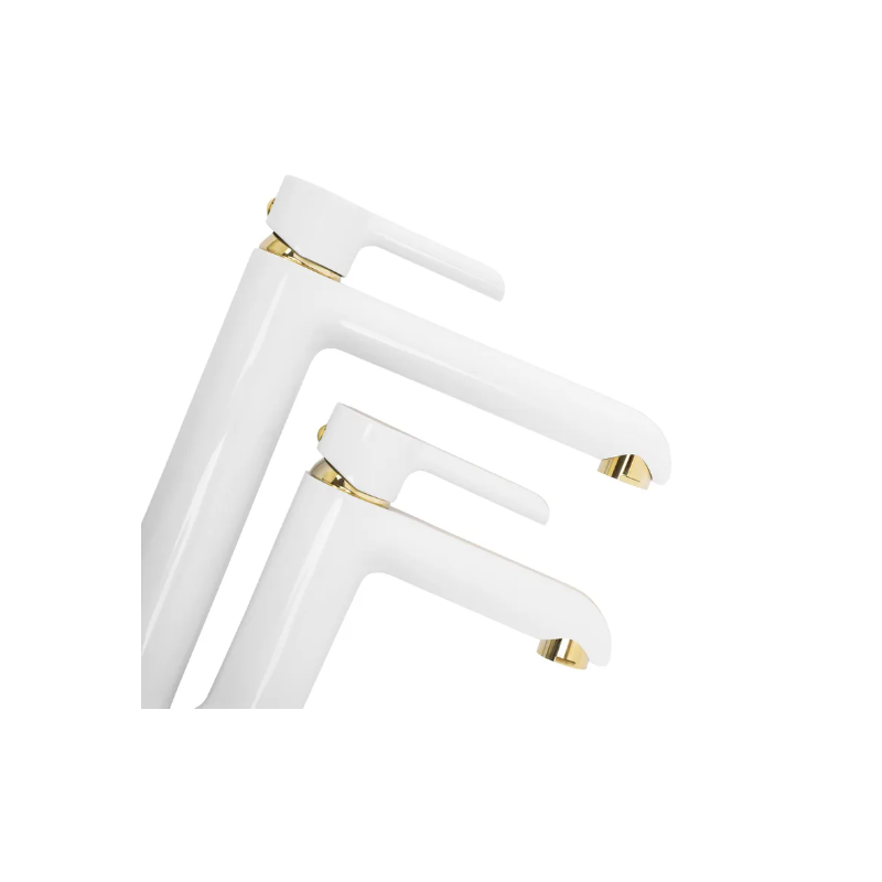 Elegancka Wysoka Bateria Umywalkowa Melia - Biała/Złota Design