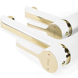 Elegancka Wysoka Bateria Umywalkowa Melia - Biała/Złota Design