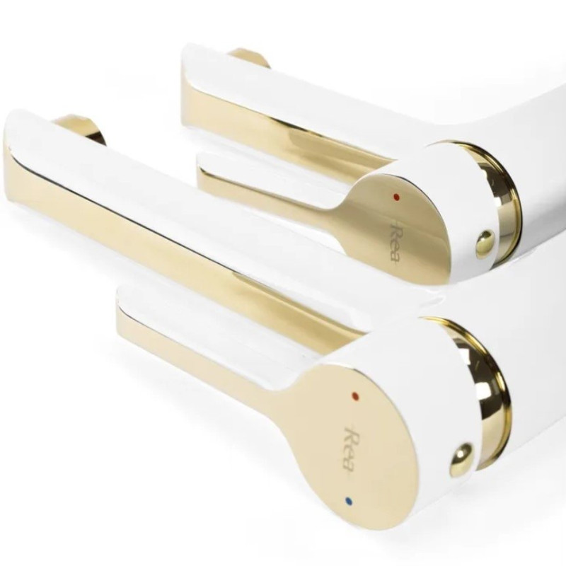 Elegancka Wysoka Bateria Umywalkowa Melia - Biała/Złota Design