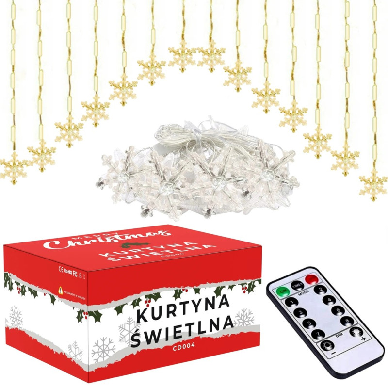 Świąteczne Oświetlenie LED Z Pilotem - Dekoracyjna Kurtyna CD004