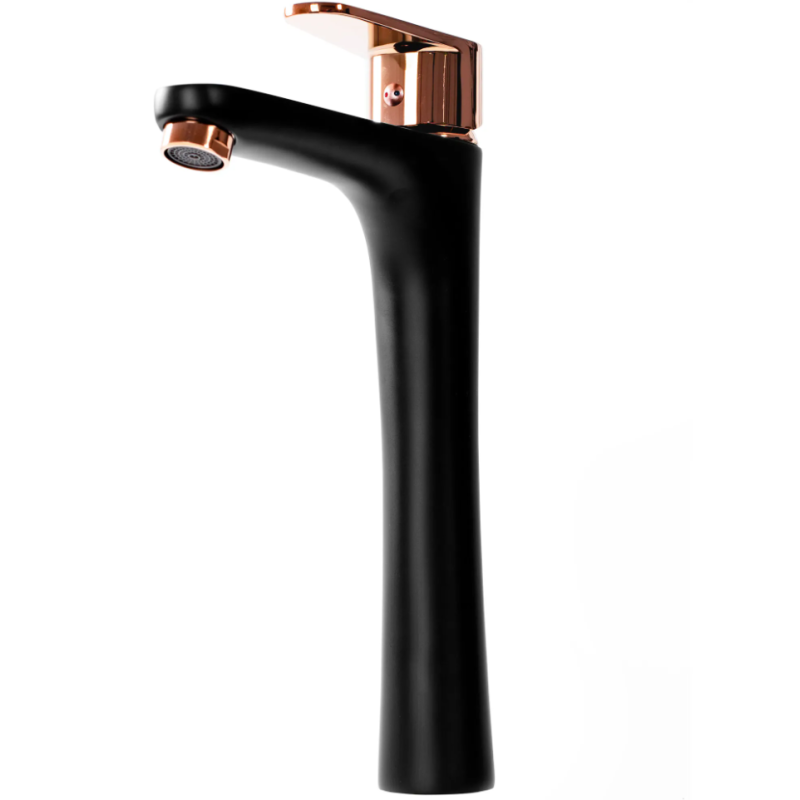 Nowoczesna Bateria Umywalkowa Czarna/Różowe Złoto - Styl i Elegancja w Jednym!