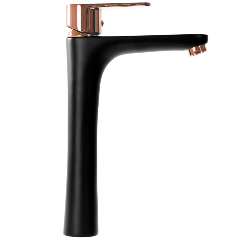 Nowoczesna Bateria Umywalkowa Czarna/Różowe Złoto - Styl i Elegancja w Jednym!