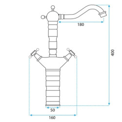 Elegancka Bateria Łazienkowa Rustico Złoto Antyczne Wysoka