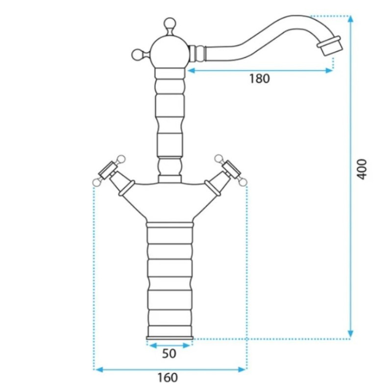 Elegancka Bateria Łazienkowa Rustico Złoto Antyczne Wysoka
