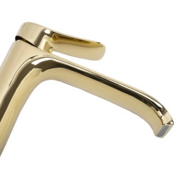 Elegancka, niska bateria umywalkowa Rea Dart w złotym odcieniu - stylowa i funkcjonalna!