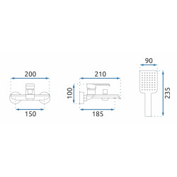 Elegancka Bateria Wannowa Hass My2061-3B w Kolorze Czarnej Satyny