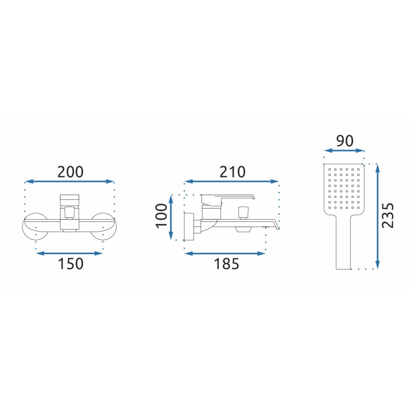 Elegancka Bateria Wannowa Hass My2061-3B w Kolorze Czarnej Satyny