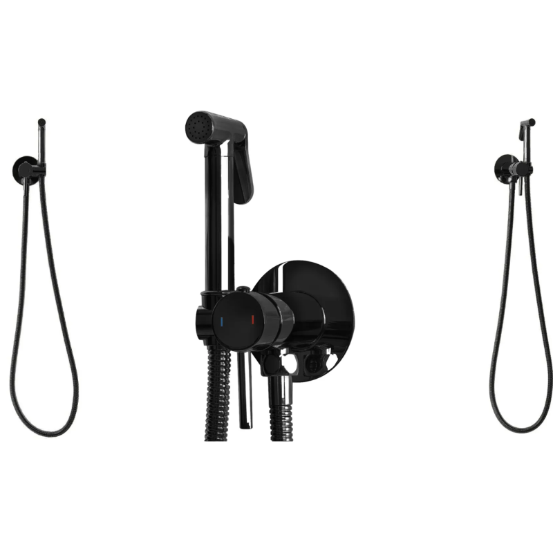 Czarna metaliczna bateria bidetowa LOOP LUNGO - elegancja i funkcjonalność w jednym