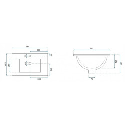 Stylowa Umywalka Dafne 75 - Nowoczesne Wpuszczane Wzornictwo