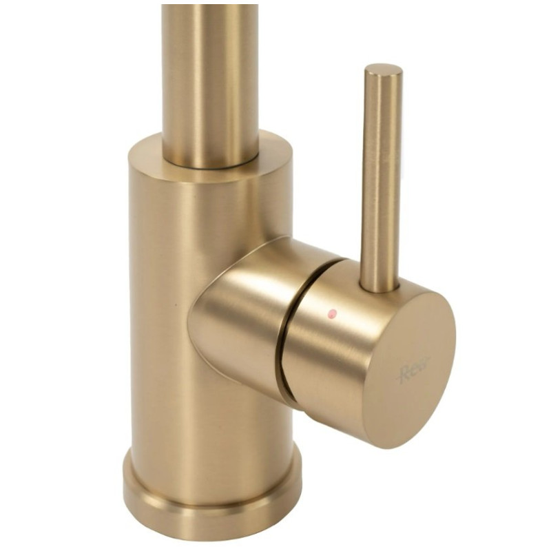 Luksusowa Bateria Zlewozmywakowa Rea Colin z Ruchomą Wylewką w Złocie Szczotkowanym