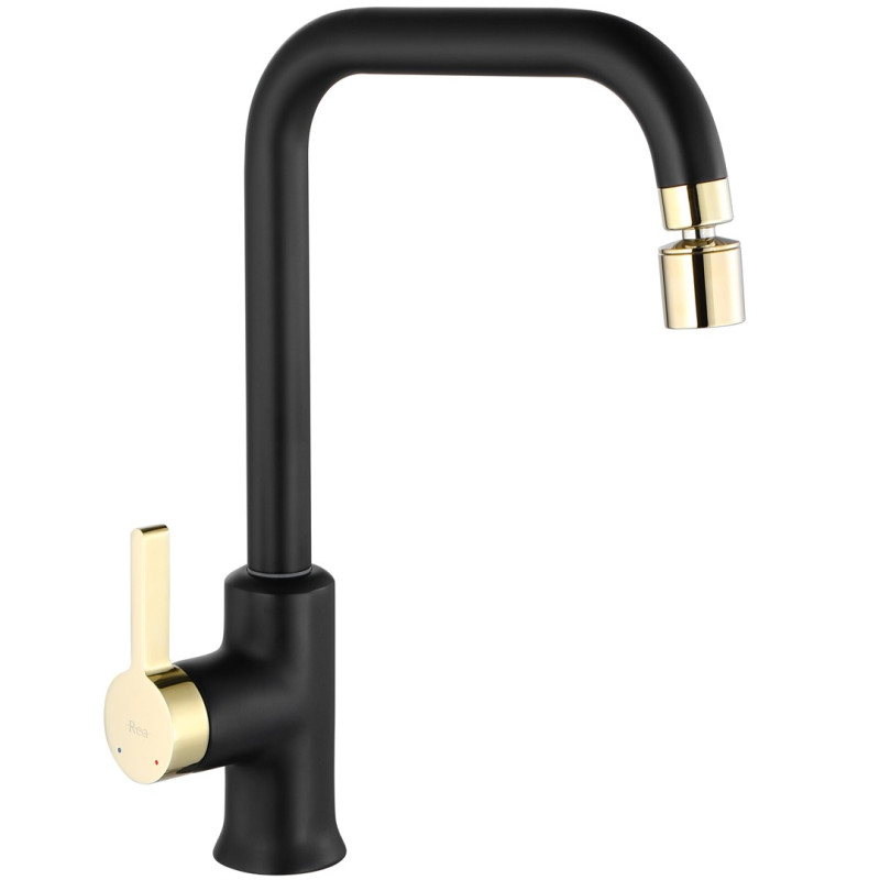 Elegancka Bateria Kuchennna Polo - Czerń i Złoto w Nowoczesnym Stylu