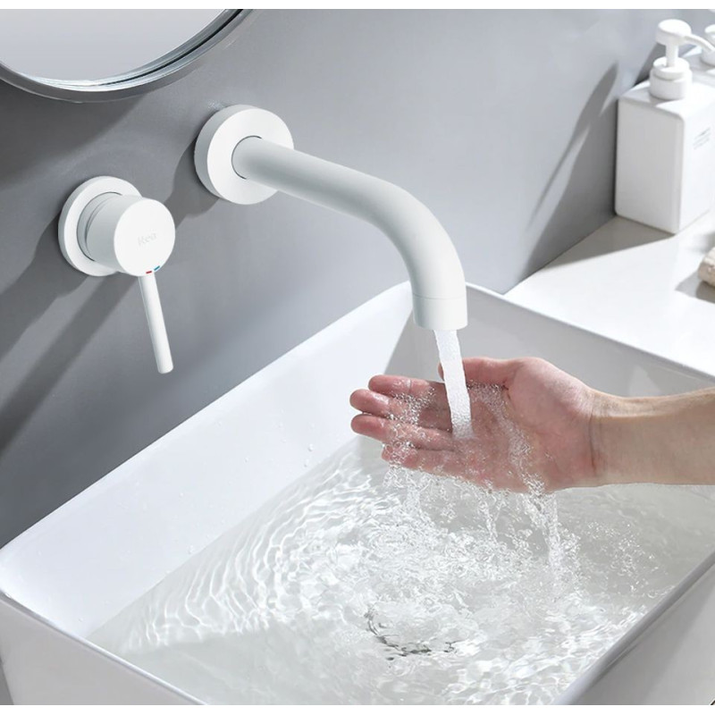 Nowoczesna Bateria Umywalkowa Podtynkowa Lungo z Boxem - Styl i Funkcjonalność w Bieli