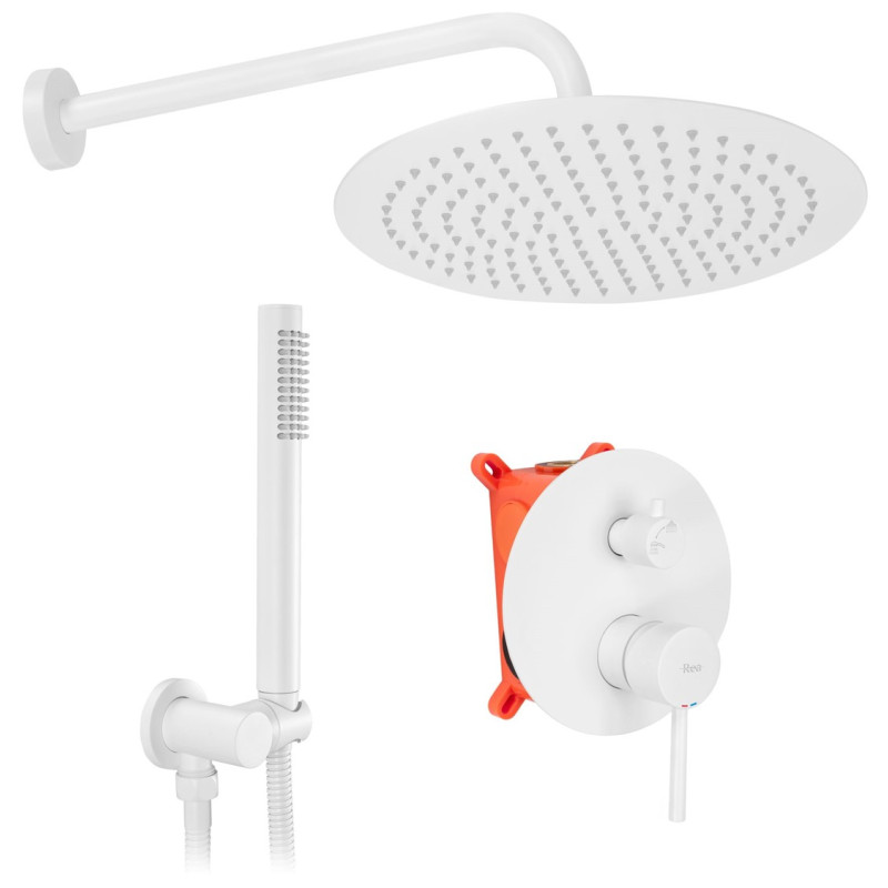 Elegancki Zestaw Prysznicowy LUNGO Biały z BOXem - Nowoczesne Rozwiązanie dla Twojej Łazienki