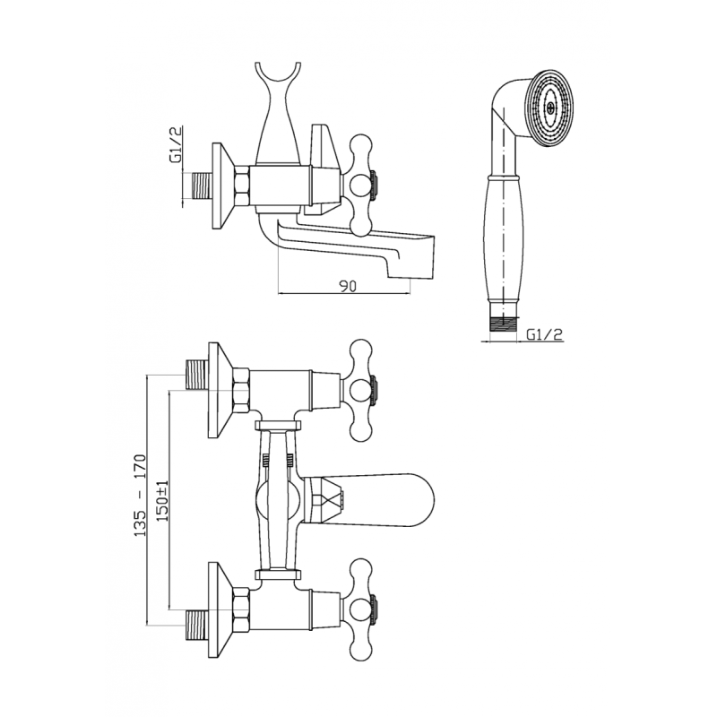 Zjawiskowa bateria wannowa Invena ROMA z zestawem natryskowym – chromowana elegancja