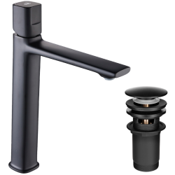 Laveo Tores bateria umywalkowa stojąca nablatowa jednouchwytowa czarna