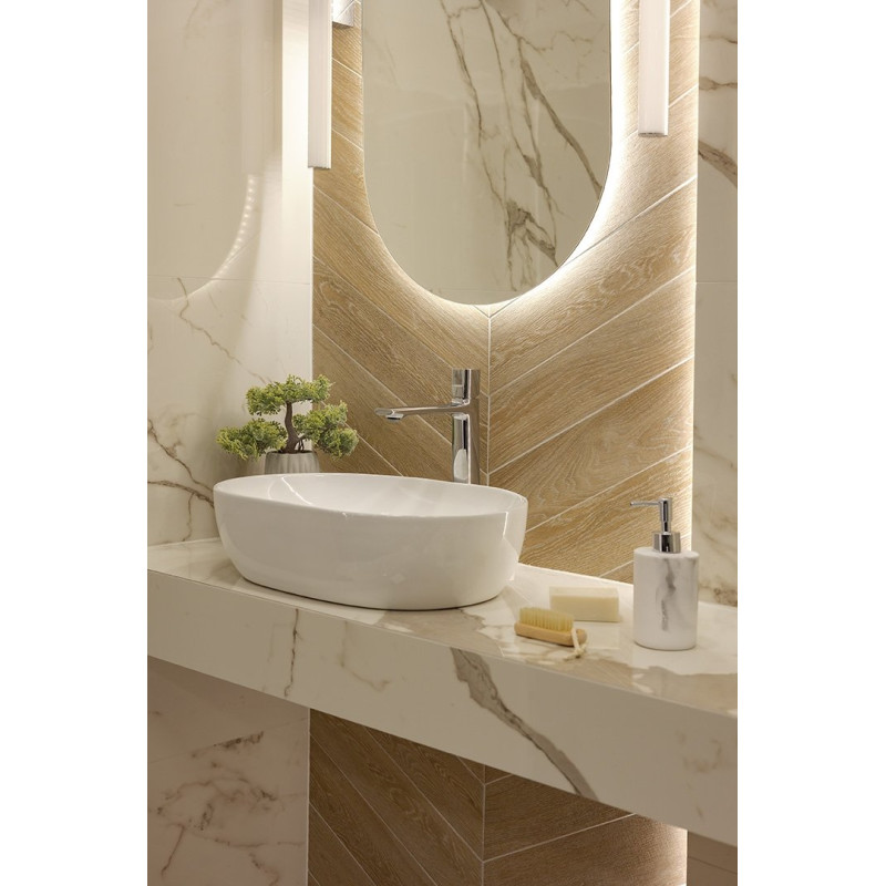 Laveo Tores bateria umywalkowa stojąca nablatowa jednouchwytowa chrom