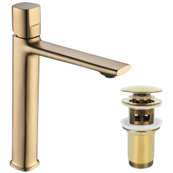 Lśniąca Bateria Nablatowa LAVEO Tores Złoto Szampańskie - Elegancja i Styl do Twojej Łazienki!