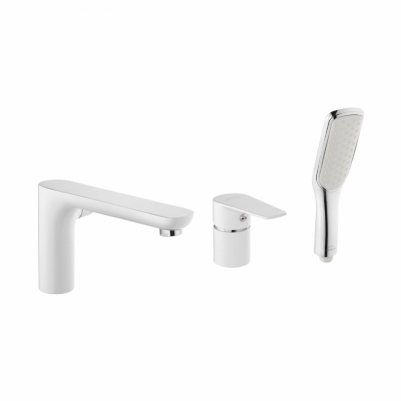 Luksusowa Bateria Wannowa 3-otworowa Dokos Biały/Chrom - Nowoczesność i Styl!