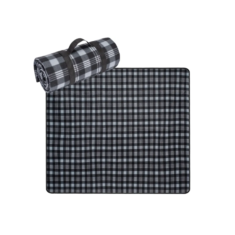 Niezawodny Koc Piknikowy w Modną Szarą Kratkę - Komfort na Wyciągnięcie Ręki!