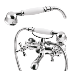 Elegancka bateria wannowa Invena ROMA z chromowanym zestawem natryskowym