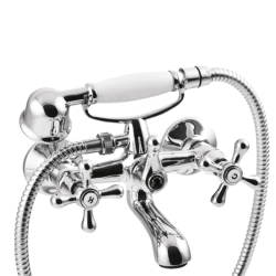 Elegancka bateria wannowa Invena ROMA z chromowanym zestawem natryskowym