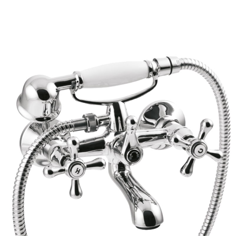 Elegancka bateria wannowa Invena ROMA z chromowanym zestawem natryskowym