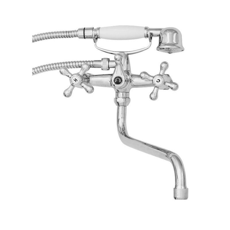 Elegancka bateria wannowa Invena ROMA z chromowanym zestawem natryskowym