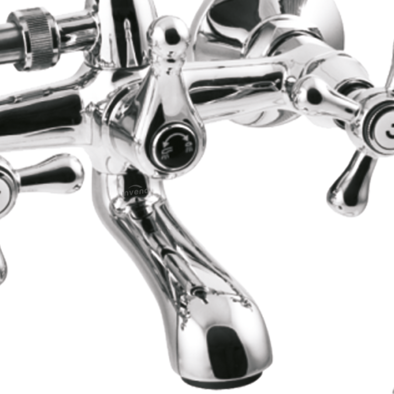 Elegancka bateria wannowa Invena ROMA z chromowanym zestawem natryskowym